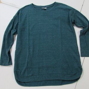 J Jill Heathered Teal Long Sleeve Thermal Top w Pockets Small